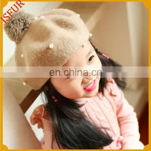 Pearl Kids Wholesale Hat With Real Fox Fur Pom Pom Hat thumbnail-3