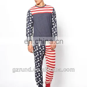 Men's Fashion Round Neck Long Sleeve Fashion United Stars & Stripes T-shirt Set Design for Man Wholesaler in China Model-sc128 thumbnail-1