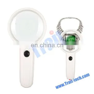 M753 White Exclamation Magnifier Mark Shape Hand-hold Magnifier With Two LED Light (Diameter: 75mm,Multiple: 3X) thumbnail-1