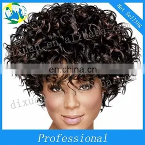 Black High Temperature Silk Fluffy Short Rolls Europe and the United States Wig Set thumbnail-1