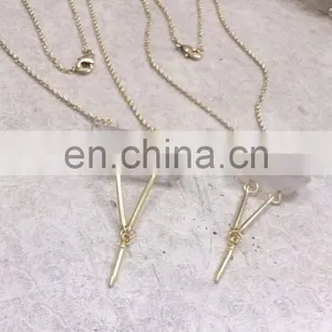 2015 Latest Agate Natural Stone Brass Boho Pendant Necklace thumbnail-1