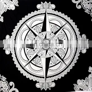 Indian Queen Compass Print Wall Hanging Gypsy Cotton Throw Handmade Decor Tapestry Bedspread thumbnail-2