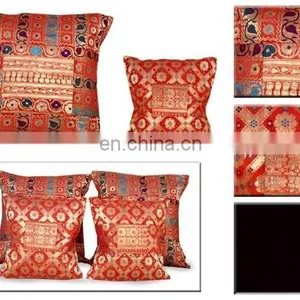 Indian Hand Embroidered Silk Cushion Cover thumbnail-5
