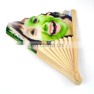 Promotional Custom Printed Wooden Folding Hand Fans Bulk thumbnail-6