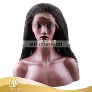 2017 New Arrival Hot Sale Brazilian Hair Ample and Silky Kinky Straight Virgin Hair Full Lace Wig thumbnail-1
