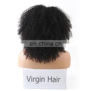 Top Selling 100% Virgin Unprocessed Brazilian Hair Natural Color Short Afro Kinky Lace Human Hair Wigs thumbnail-5