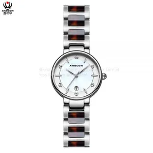 XINBOQIN Dropshipping Custom Wholesale Fashion Lady Simple Design Quartz Brand Name Water Resistant Acetate Watch thumbnail-2