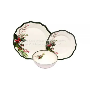Competitive Price 12pcs Flower Shape Dinnerware Plastic Plates Asian Japanese Korean Dinner Set With Flower Print thumbnail-4