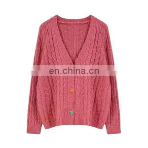 Winter Women Long Cardigan Sweater New Fashion Thick Coarse Wool Sweater Female Knitted Sweaters Tops Coat thumbnail-1