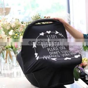 Preemie No Touching Sign Stretchy Baby Car Seat Cover Shopping Cart Grocery Trolley Cover Privacy Nursing Cover Carseat Canopy thumbnail-5