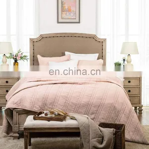 Breathable & Ultra Soft 100%Cotton 2 Layers Cotton Crinkle Gauze Stripe Embroidery Bedding Quilt thumbnail-2