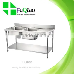 Round Tube Hotel Restaurant Kitchen Stainless Steel Sink Work Table thumbnail-4