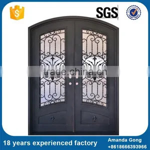 Best Selling And Wrought Iron Works Wood Entry Doors thumbnail-4