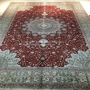 6x9ft Red Color Fine Quality Handmade Silk Persian Carpet for Home Decor thumbnail-5