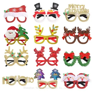 Santa Snowman Antler Christmas Glasses Frames for Adult Kids Holiday Party Decorations thumbnail-1