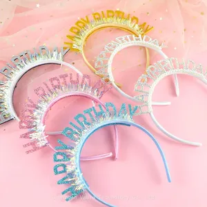 Adult Silver Birthday Tiaras - Glitter Headbands for Women's Party Decor Supplies thumbnail-1