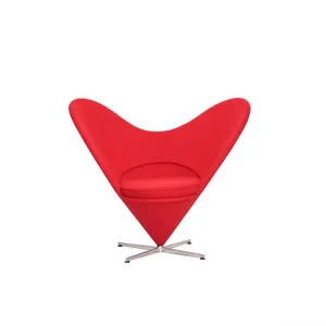 Modern Swivel Cone Chair, Heart Shaped Fabric Accent Lounge Chair With Metal Base for Home & Hotel thumbnail-1