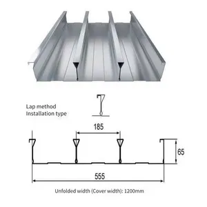 Direct Supply From the Manufacturer of Yxb65-185-555 Type Closed Profiled Steel Decking Floor Panels thumbnail-1