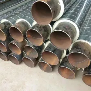 DN80‑DN1200 Steel Jacket Steam Insulation Pipe Rock Wool High Temperature Thermal Insulated Steel Pipe For Industrial Steam Project thumbnail-1
