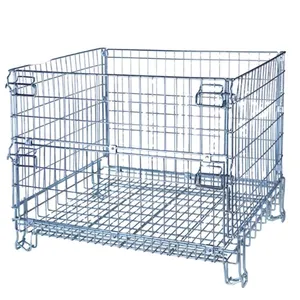 Factory Custom Wire Mesh Storage Cage Metal Heavy Duty Durable Stackable Supermarket Storage Cages Containers thumbnail-1