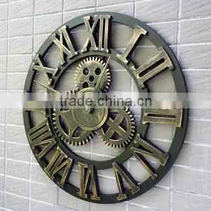 Handmade Oversized 3d Retro Rustic Decorative Luxury Art Big Gear Wooden Vintage Large Wall Clock on the Wall for Gift Most Popular thumbnail-1