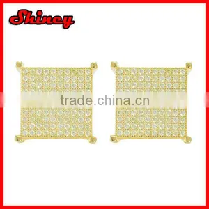 18k Gold Big XL Earring for Men,micro Pave Gold Earring thumbnail-1
