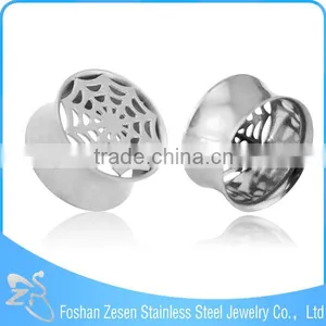 316L Surgical Steel Cobweb Ohr Piercing Black Anodized Flesh Tunnel thumbnail-3