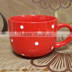 500 ML Thick White Stoneware Ceramic Soup Bowl With Handle Quality Choice thumbnail-2