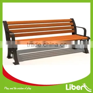 8 Slats Outdoor Public Wooden Park Bench With Cast Iron Leg thumbnail-1