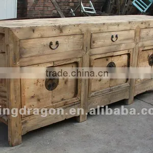 Chinese Antique Furniture Pine Wood Gansu Natual Six Door Three Drawer Cabinet thumbnail-1