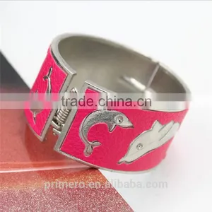 Gypsy Dolphin Gold Color Vintage Enamel Bracelet Bangle Cuff Jewelry For Woman thumbnail-3