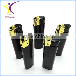 Big Black Disposable Fancy Lighter With Golden Safety Cap thumbnail-1