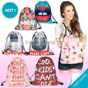 High Quality Drawstring Sport Backpack With Cute Printing thumbnail-5