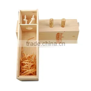 Single Natural Wooden Wine Bottle Gift Box Cheap Wine Box thumbnail-2