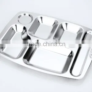 Home Utensils China 304 Stainless Steel Square Compartment Dinner Plates thumbnail-2