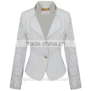 OEM Guangzhou Supplier White One Button Lace Office Wear Formal Latest Women Jacket & Blazer Design Quality Choice thumbnail-1