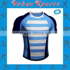 Custom Sublimated Rugby Jersey Stripe Design Polyester Spandex Fabric thumbnail-1