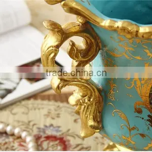 Antique Brass European Porcelain Flower Pots for Home Deco thumbnail-6