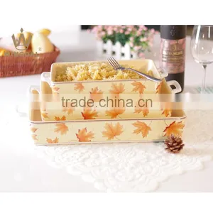 Ceramic Maple Leaf Design Bakeware Set Baking Dish With Handle thumbnail-1