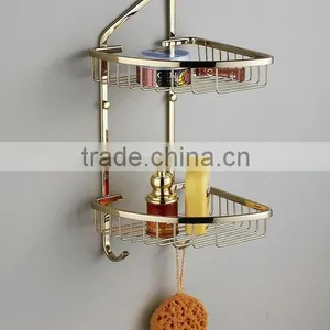 Bilayer Bathroom Wire Baskets With Golden thumbnail-1