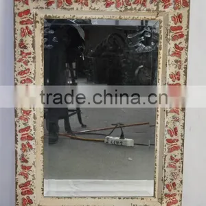 Shabby Chic Dust White Antique Hand Painted Wall Mirror thumbnail-1