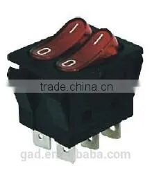 CNGAD 10A Double On-off Button Illuminated Boat Switch(250V Miniature Boat Switch,electrical Rocker Switch) (KCD2-202/NB) thumbnail-1