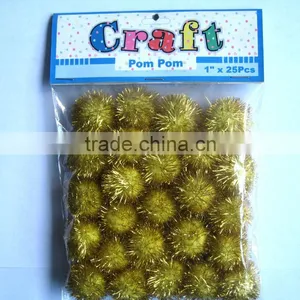 Golden Color Glitter Pompoms thumbnail-1