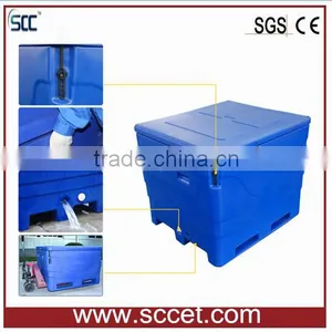 600Liter Blue Rotational Molded Fish Container, PE Plastic Fish Cooler Container thumbnail-3