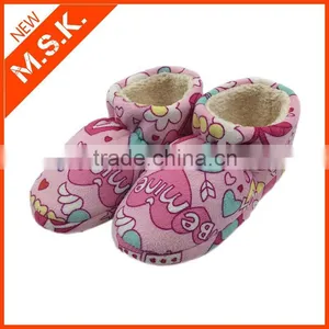 Winter New Fashion Colorful Printed Kids Velvet Slipper Boot thumbnail-1