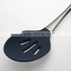 FDA LFGB High End Hollow Handle Kitchenware Series Silicone Slotted Spoon thumbnail-1