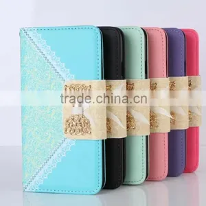 Nice Design Lace Bowknot Wallet Leather Cases For IPhone 5 thumbnail-4