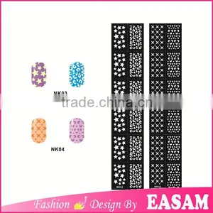 New Promotional China Manicure Finger Nail Charms Stencils, 12pcs/sheet/pattern Nail Art Stencils thumbnail-1