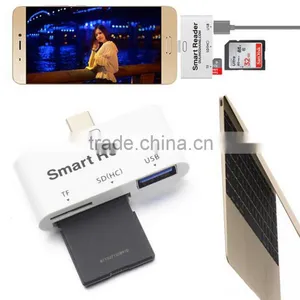 Type-C 3 in 1 Multifunction Memory Card Reader Adapter USB/TF/SD for Macbook Card Reader USB Flash Drives thumbnail-1