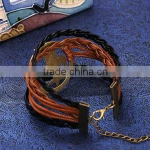 New Hot Jewelry Lots Style Leather Cute Charm Bracelet Cuff Bangle Wrap thumbnail-3